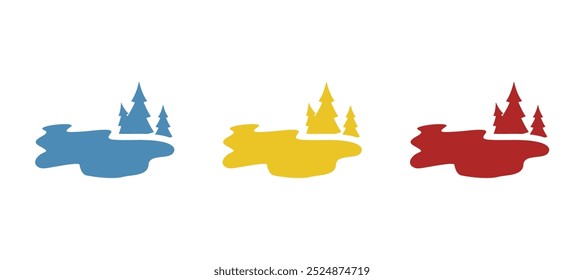 forest lake icon on a white background, vector illustration