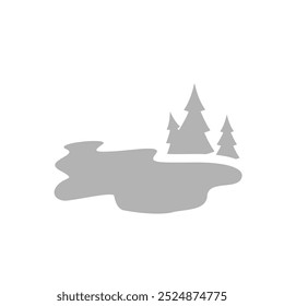 forest lake icon on a white background, vector illustration