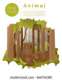 Forest landscape background with bears , vector , illustration