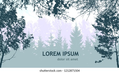 Forest landscape background. Vector