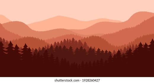 Forest Landscape Background Vector Design Illustration