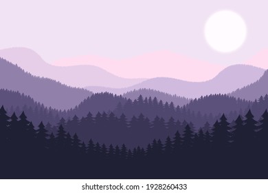 Forest Landscape Background Vector Design Illustration