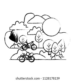 forest landscape with bicycle scene
