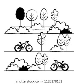 forest landscape with bicycle scene
