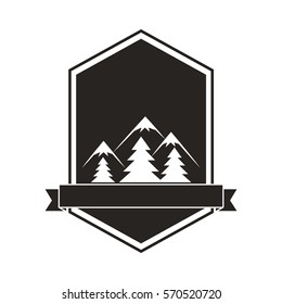 forest landscape frame emblem vector illustration design