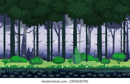 Forest landscape horizontal seamless illustration