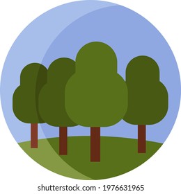 Forest landscape, icon illustration, vector on white background
