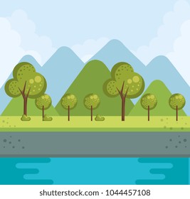 forest landscape with lake