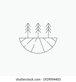 Forest Landscape. Leaf garden nature cloud tree mountain sky forest vector retro nature plant landscape pine snow mountain land camp campfire moon symbol, logo, icon, sign, app.