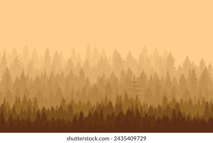 Forest Landscape misty foggy atomospheric scenery background vector wallpaper woods jungle theme trees nature illustration