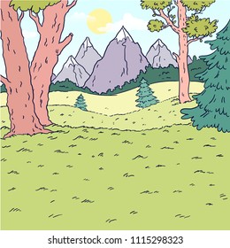 Forest landscape. Mountain View.
