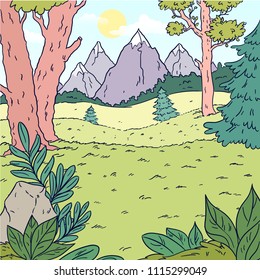 Forest landscape. Mountain View.