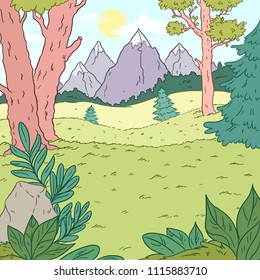 Forest landscape. Mountain View.