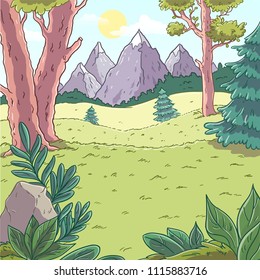 Forest landscape. Mountain View.