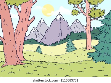 Forest landscape. Mountain View.
