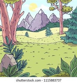 Forest landscape. Mountain View.