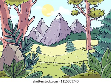 Forest landscape. Mountain View.
