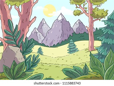 Forest landscape. Mountain View.
