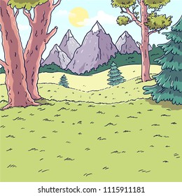 Forest landscape. Mountain View.