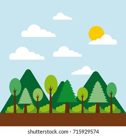 forest landscape natural mountain tree cloud sun