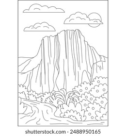 forest landscape nature coloring book page for kids or grown adults coloring book mindful relaxation activity