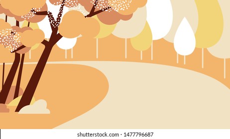 Forest landscape, road in the forest in brown and orange tones