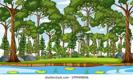 Escena del paisaje forestal en la ilustración del día