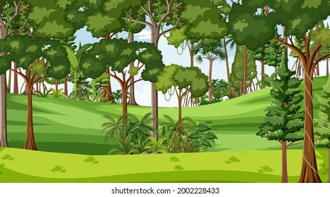 Forest Landscape Scene Day Time Illustration Stock Vector (Royalty Free ...