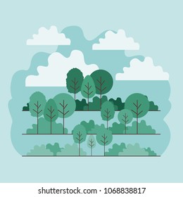 forest landscape scene icon