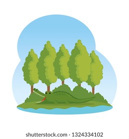 forest landscape scene icon