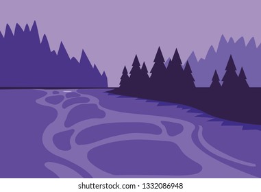 forest landscape scene icon