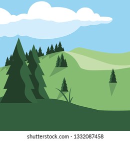 forest landscape scene icon