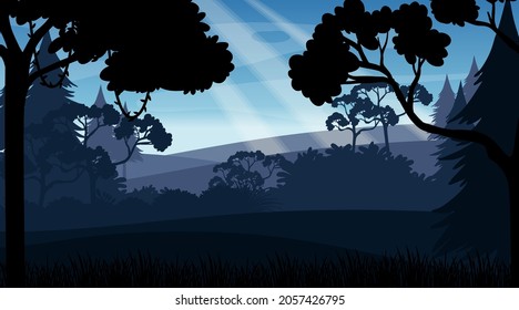 Forest landscape silhouette background illustration