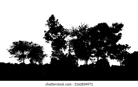 forest landscape silhouette. nature silhouette clipart.