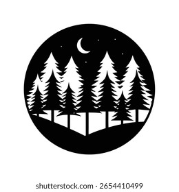 Ilustración de Arte vectorial de silueta de paisaje forestal