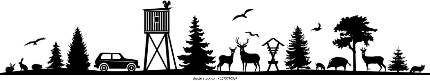 Forest Landscape Skyline Vektorillustration Silhouette