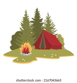 Forest Landscape Tent Campfire Vector Clipart Stock Vector (Royalty ...