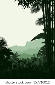 Forest landscape of tropical background .vector