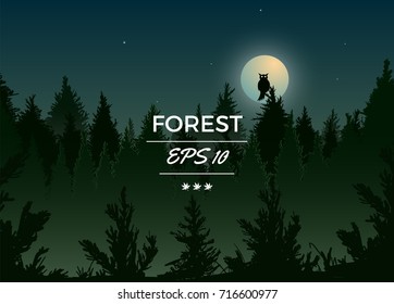 Forest landscape. Vector Illustration.