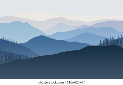 Forest landscape vector illustration. Flat vector background.
