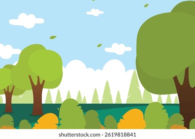 Uso da ilustração do vetor da paisagem da floresta para animação, pôster  