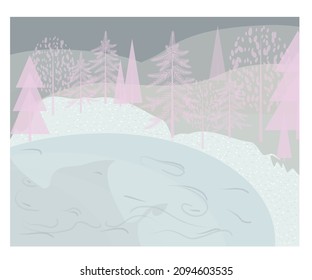 Forest landscape for winter and new year holidays