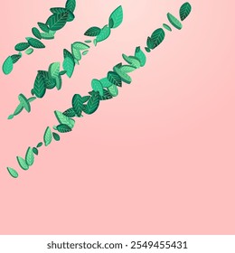 Forest Leaf Ecology Vector Pink Background Plant. Realistic Foliage Wallpaper. Swamp Greens Motion Concept. Leaves Forest Poster.