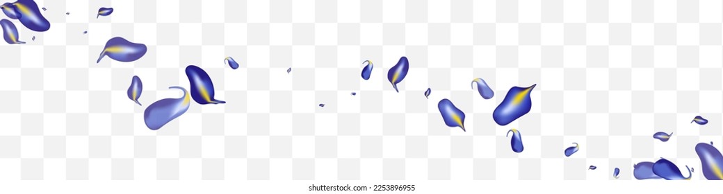 Forest Leaf Falling Vector White Transparent Panoramic Background Pattern. Forest Iris Banner. Violet Leaves Motion Border. Foliage Abstract Wallpaper.