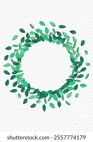 Forest Leaf Fly Vector Transparent Background Border. Swirl Greens Wallpaper. Mint Foliage Tea Branch. Leaves Realistic Poster.