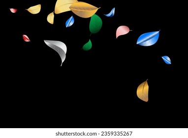 Forest Leaf Herbal Vector Black Background Branch. Tree Foliage Concept. Swamp Leaves Flying Design. Color Organic Poster.
