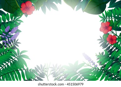 Forest and leaf, vector art background.