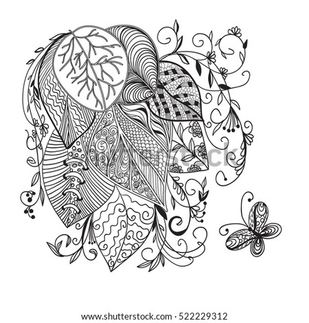 Forest leav. Vector. Hand drawn artwork. Set collection. Bohemia concept for wedding invitations, cards, tickets, branding, logo, label. Web mobile interface. Coloring book page for adults