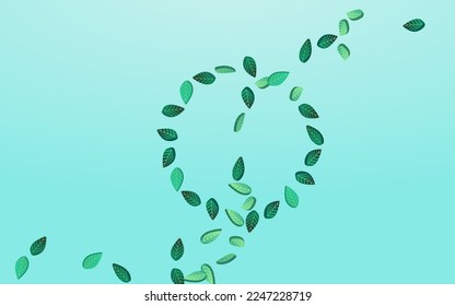 Forest Leaves Abstract Vector Blue Background Template. Realistic Greens Design. Swamp Foliage Spring Plant. Leaf Tree Banner.
