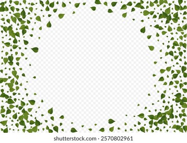 Forest Leaves Abstract Vector Transparent Background Wallpaper. Swirl Greens Brochure. Green Leaf Spring Poster. Foliage Motion Template.